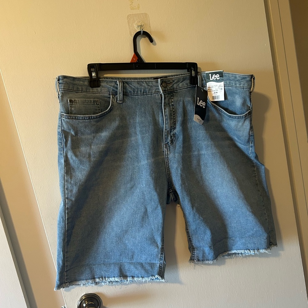 Lee Blue Jean Shorts with Frayed Hem - Picture 2 of 10